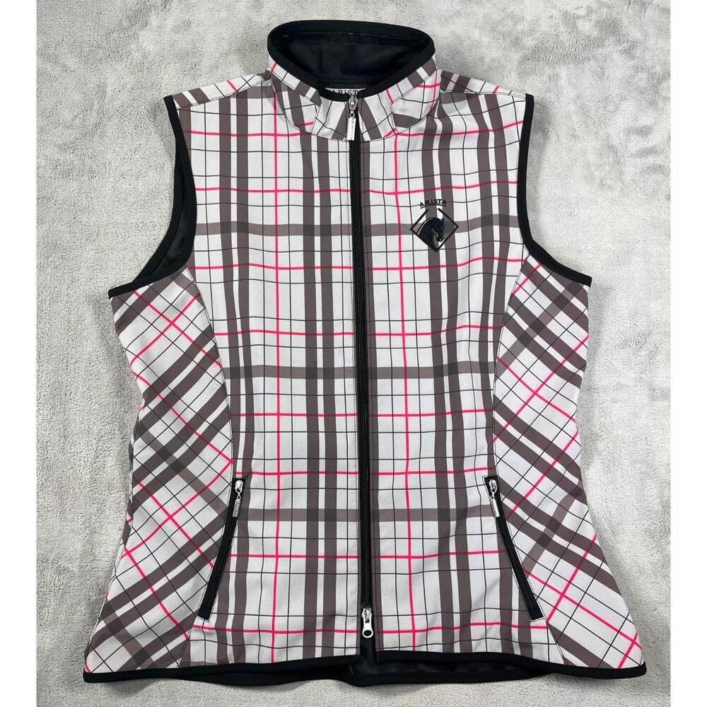 Arista Equestrian Limited Edition Riding Vest Womens Plaid Gray Red Large